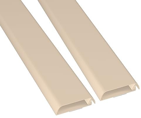 D-Line Cable Trunking, Wire Cover for Wall, TV Cable Tidy, Self-Adhesive, Hinged One-Piece Design, Magnolia, 2 x 60 mm (W) x 15 mm (H) x 40 cm Length (80 cm Total)