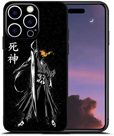 HWLHJJ Ichigo Kurosaki Exclusive Manga Fans Case - Shonen Anime Soft TPU Black Phone Cover for iPhone 12 Mini