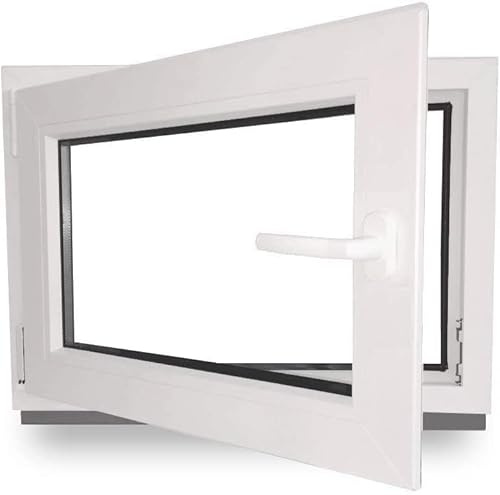 Kellerfenster - Kunststoff - Fenster - weiß - BxH: 50 x 40 cm - 500 x 400 mm - DIN Rechts - 3 fach Verglasung - 60 mm Profil
