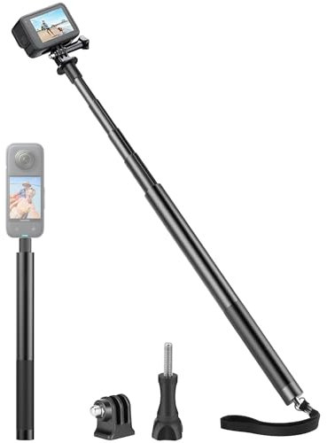 Selfie Stick for Insta360, 120cm/47 inch Extendable Pole for Action Camera, Handheld Monopod for Insta 360 X3/X2/R/RS,GoPro,DJI,AKASO,Apexcam and other Action Cameras