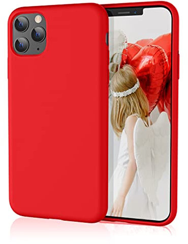 HiiVeet Silicone Case Compatible with iPhone 11 Pro Max Case 6.5 Inch, Soft Ultra Slim Protective Shockproof Liquid Silicone Phone Case with Anti-Scratch Microfiber Lining,Red