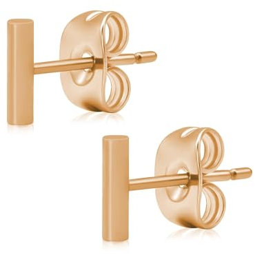 Artskin Bar Ohrringe Titan Linie Stick Ohrstecker Nickel frei Minimalistisch Winzige Kleine Zierliche Ohrringe Hypoallergene Mode Geschenk für Mädchen Frauen (Bar-Rose Gold)