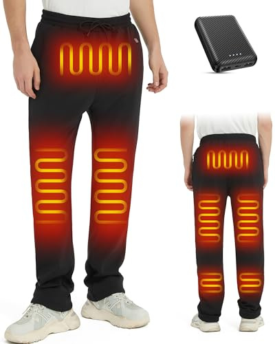 FERNIDA Heated Trousers for Men & Women, Electric Heated Pants with Battery | FERNIDA Rechargeable Heated Trousers, USB 5V Thermal Heated Pants Bottoms for Winter Outdoor Activities, 8 Heating Zones