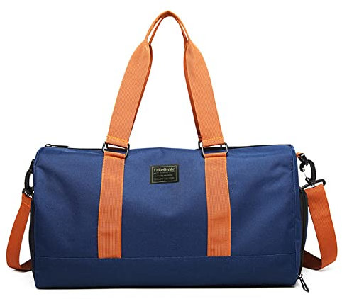 FANDARE Sacs de Voyage Femme Homme Sacs de Sport Cabas de Fitness Sacs de Sport Grand Format Sac à Main Sac à Dos Weekend Voyage Grande capacité Sacs polochons avec Compartiment à Chaussures Bleu A