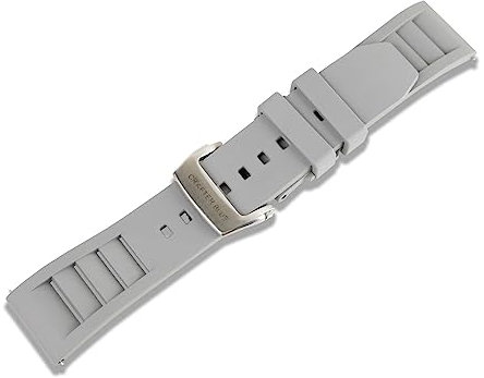 Crafter Blue UX08 Ersatzband für alle 22 mm breiten Armbanduhren, gerades Ende, Butterfly-Verschluss Gummi Grau