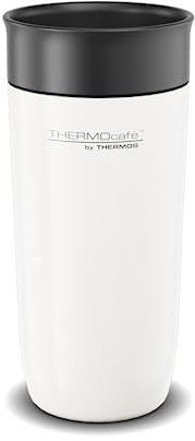 THERMOcafé by THERMOS TC DAILY DRINKING MUG white mat 0,36l, Thermobecher Edelstahl, Isolierbecher mit zerlegbarem Verschluss, Kaffeebecher to Go Thermo, auslaufsicher, 6h heiß 12h kalt, BPA-frei