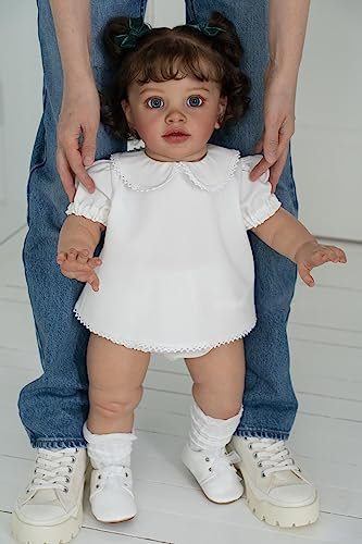 Anano Poupée Reborn Fille en Silicone Grande Taille 70CM Bebe Reborn Fille Silicone Souple Realiste Qui Ressemble A des Vrais avec Cheveux Et Accessoires