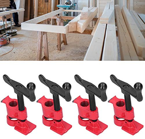 GESHOW 4PCS Wood Pipe Clamp Sets, Heavy Duty Quick Release Gluing Pipe Woodworking Cast Iron Pipe Clamp, Tube Fixture Woodworking Tools Set 1/2in for Wood Construction Work