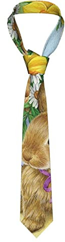 Yebio Herren-Krawatte, Frühling, Ostern, Narzissen-Blumen-Krawatte, Krawatten für Party, Geschäft, Hochzeit, Alltag, elegante Krawatte für Anzüge, Hemden