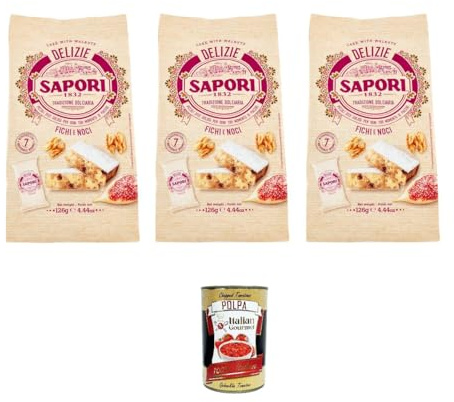 3x Flavours Ricciarelli Delights Figs and Walnuts Süßwaren Produkt mit Feigen und Walnuts 126g+ Italian Gourmet Fruchtfleisch 400g