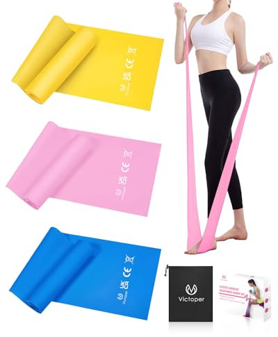 Victoper Resistance Bands Set - 3 Levels, Elastic Bands for Men & Women - Pilates, Stretch & Yoga