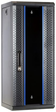 DSIT 10 Zoll Set: 15HE Netzwerkschrank zur Wandmontage – Rackschienen – Steckdosenleiste – Kabelführungsleiste – CAT6A STP Patchpanel