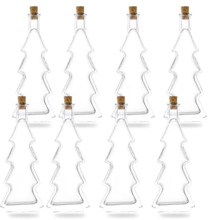 Flaschenbauer Glasflaschen Tannenbaum I 8er Bundle mit einer Füllmenge von 100ml I Tannenbaumflasche mit Korkverschluss I Exklusiv für Weihnachten
