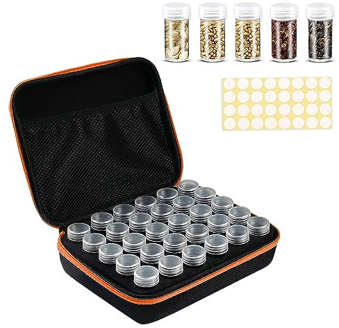 TOWEBOORY Saatgut Aufbewahrungsbox, 30 Slots Samen Organizer Saatgut Box mit Etikettenaufklebern Saatgut Aufbewahrung Saatgut Container Lagerung von Saatgut Diamond Painting Koffer(orange)