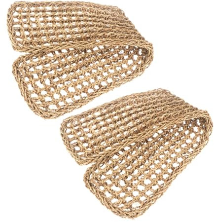 Parliky 2pcs Reptile Hammock Seagrass Lounger for Lizards Bearded Dragons Geckos Durable Hand Woven Cushions Easy to Install Pet Accessory for Climbing Resting