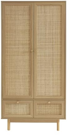 BAÏTA Schrank Helena Eiche, Rattan, 90 cm