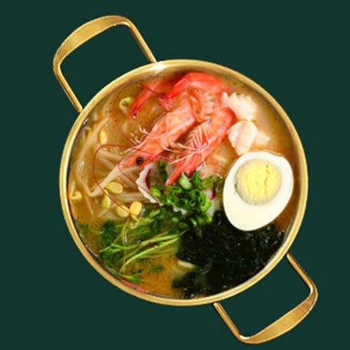 HEIBTENY Ramentopf - Pentola a doppio orecchio in acciaio, per zuppa di spaghetti istantanei, con manici, versatile (26 cm)