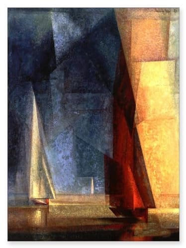 LZ6J8C9 Lyonel Feininger Druck auf Leinwand-Berühmte Gemälde Wandkunst-Calm at Sea III-Abstrakter Expressionismus Leinwand Wandkunst Bild 50x70cm(20x28in) Rahmenlos