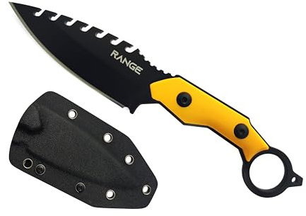 Range HK28 Bushcraft Messer aus Edelstahl 4CR13Mov, 21,4 cm, 10,1 cm Klinge, rutschfester G10-Griff und Kydex-Hülle