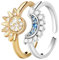 CFPLeHiYS Sonne Mond Ring Set,Verstellbar 925 Gold Silber Sun und Moon Ringe Dupes Schmuck Geschenke für Frauen Damen,Matching Rings Paare Valentinstag Freundschaftsringe