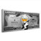 Kunstgestalten24 Donald Duck Bond Dollar Silver Style Pop Art Leinwandbild | Kunstdruck | Wanddeko | Street Art | Gemälde | Comic Bilder | Wandbild Leinwand Modern 50x20x4cm