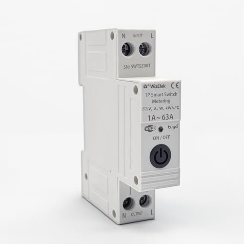Smart Switch 1P 1A-40A Tuya - 1 módulo: corte de fase - mediciones, grabaciones, programación, escenarios - alarmas: intensidad, voltaje, temperatura, potencia, consumo - Alexa