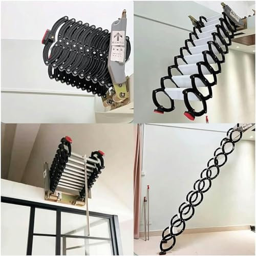 An der Wand montierte Dachbodenleiter, platzsparende Dachbodentreppe, herunterziehbare Dachbodenleiter, rutschfeste Stufen, Klappleiter, Tragkraft 660 lb*/1