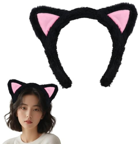 Bandeau D'Oreilles De Chat, Bandeau D'Oreilles De Chat Noir, Bandeau De Cheveux De Princesse En Peluche, Anneau De Cheveux De Chat Pour La Douche De Maquillage, Accessoires D'Oreilles Pour Les Femmes