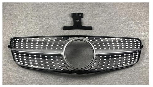 Kühlergrill Für Benz C Klasse W204 07 2008 2009 2010 2011 2012 2013 2014 C180 C200 C250 C300 C350 Diamant Stil Gitter Vorne Grill Frontgrill(Chrome Silver)