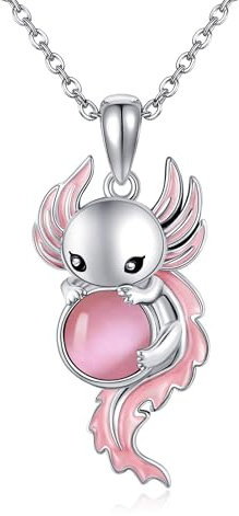 HUKKUN Axolotl Halskette 925 Sterling Silber Axolotl Anhänger Halskette für Damen Niedlicher Tierschmuck für Damen