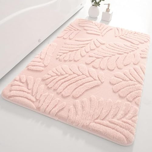 Tapis De Bain Rose Pâle Tapis Salle De Bain Antidérapant Absorbant,Doux Et Agréable pour La Peau, Lavables,Extra Epais Tapis De Douche