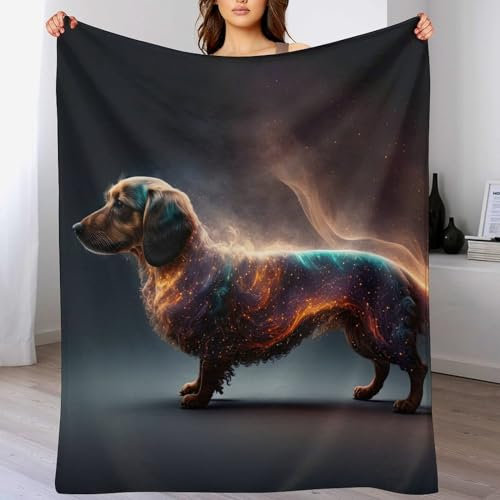 AAPZY Decke Dackel Decke Tagesdecke - Weiche Flannel Decke Mit Muster Sofadecke - Baumwolldecke Wohndecke Sofaüberwurf Bettüberwurf (130×150cm)