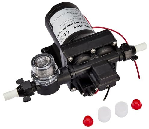 Pindex 12V Automatic Self Priming Diaphragm Water Pressue Pump 11.3LPM with Pressure Switch Bypass for Boat Caravan Motorhome Marine,3GPM 55PSI 7.5A