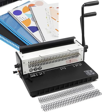 HEGGMKK Manuelle Drahtbindemaschine Mit 34 Löchern, A4-Binder-Stanzmaschine, 3:1-Teilung, 15 Blatt Stanzkapazität, 130 Blatt Bindung, Für Kupferpapier, PVC,Round