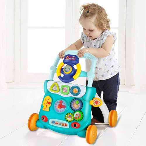 OHMG Lauflernwagen,Baby Spiel und Lauflernhilfe mit Musik und Abnehmbarem Spielboard,Laufwagen Baby Walker Spielzeug,Für Kinder von 3-30+ Monaten