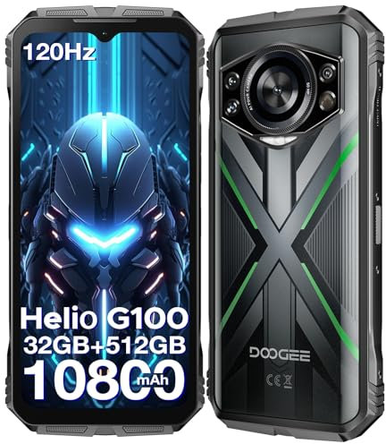 DOOGEE S Cyber Pro Movil Irrompible 2025, 32GB+512GB/2TB Movil Resistente, Helio G100 Octa Core, Móvil Rugerizado 10800mAh/33W, 6.6 FHD+ 120Hz, 50MP+32MP+20MP Visión Noctura, IP68/Face ID/NFC/GPS