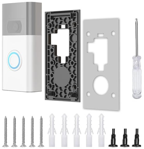No Drill Ring Doorbell Mount, Ring Doorbell Holder Replacement Wall Mount Bracket Back Plate and Fittings Strong Adhesive Ring Doorbell Accessories for Video Doorbell (2nd Gen), Office Apartment Home