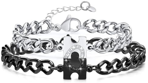 NEHZUS Matching Armbänder für Paare Long Distance Relationship Geschenke Puzzle Herz Edelstahl Armbänder für Frauen Männer Seine Ihr Armbänder Set (Gliederarmbänder)