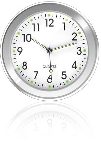 Orologio da Auto, Mini Orologio Luminoso al Quarzo, Orologio Universale per Cruscotto Auto con Clip per Bocchetta dell'Aria, Orologio Adesivo per Decorazione Interni per Auto(Bianco)