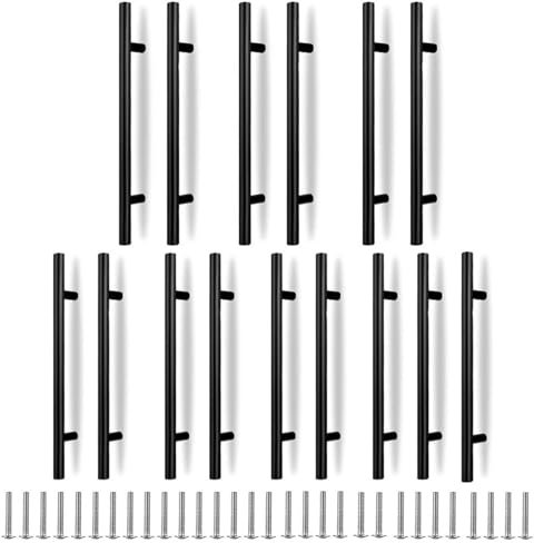 huipinghu 15-Pack 160mm Matt Black Cabinet Handles | Vintage Industrial Kitchen Handles | Rust-Proof Zinc Alloy - Easy Install for Kitchen Cabinets, Wardrobes & Drawers (160mm)