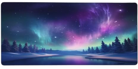 Mexpekil Large Mouse Mat Northern Lights Non-Slip XL Mouse Pad 900x400 MM, Long Gaming Keyboard Mat with Rubber Base for Office Extended Computer Desk Pad