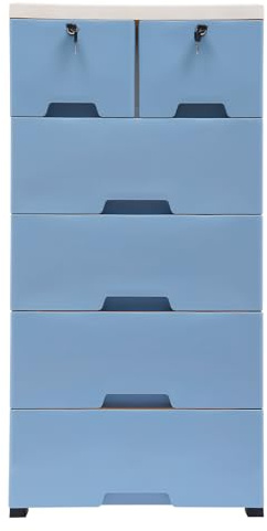 HHEMSTD Kommode 6 Schubladen kunststoffschrank Aufbewahrungsschrank für Schubladen Schrank mit Vier Rädern Nachttischschrank Flur Schlafzimmer kommode