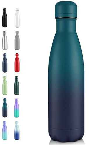 Volhoply 500ml Insulated Stainless Steel Water Bottle, Double Wall Vacuum Flask, Keeps Cold 24h & Hot 12h, Available in Packs of 1 or 4(Dark Night,1 Pack)