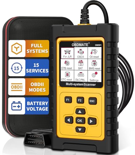 OBDMATE OBD2 Scanner for Jaguar/Land/Rover, OM501 All Systems Diagnostic Tool with 15+ Resets (Oil/ETC/EPB/ABS/SAS/BAT Register...), Full OBDII Functions Read&Erase Fault Codes, Free Software Update