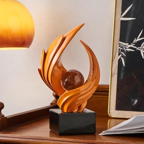 Skulptur Deko Modern Wirbel Statue Dekoration für Wohnzimmer Schlafzimmer, Minimalist Statue Bücherregal Deko, Abstrakte Kunst Skulptur Dekor für Büro Esszimmer Couchtisch Sideboard (Orange)
