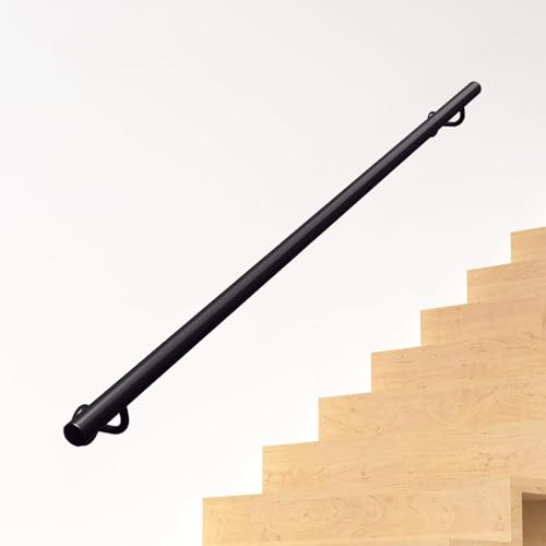 Corrimano per scale in metallo industriale，ringhiera per scale in tubo tondo corrimano in ferro battuto per scale interne ed esterne，asta di supporto di sicurezza per corrimano da parete(210cm)