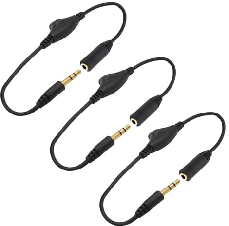 Cavo di prolunga audio stereo da 3,5 mm con jack e controllo del volume, connettore stereo per cuffie, laptop, PC, computer, TV, alta qualità del suono, 3 pezzi da 30 cm
