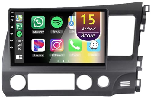 Eouyt Android Radio Coche para Honda Civic 2006-2011 con Carplay Android Auto, Radio Táctil de 10.1 Pulgadas con WiFi Bluetooth(RHD,8Core(8+256GB))