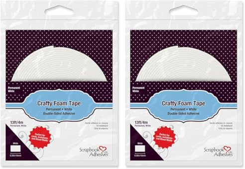 Scrapbook Adhesives Crafty Foam Tape by 3L Schaumband, Weiß, 4M X 10mm, 01618 (Packung mit 2)