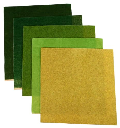 GALPADA Papier de Gazon Synthétique pour Maquette, 5 Pièces, Fibres Réalistes, Installation Facile, Décor de Paysage Miniature pour Balcon et Bureau